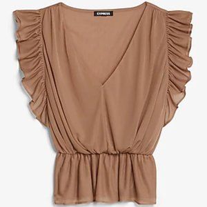 NEW Express Ruffle V-Neck Peplum Tank